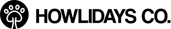 Black horizontal HOWLIDAYS Co. logo for adventure and lifestyle brand for dogs